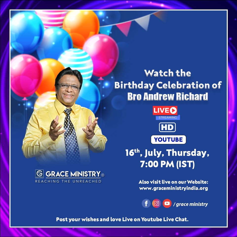 Watch the 58th Birthday Celebration of Bro Andrew Richard Live on YouTube on July 16th, Thursday 2020 at 7:00 PM. Post your wishes and love live on YouTube chat and be blessed.